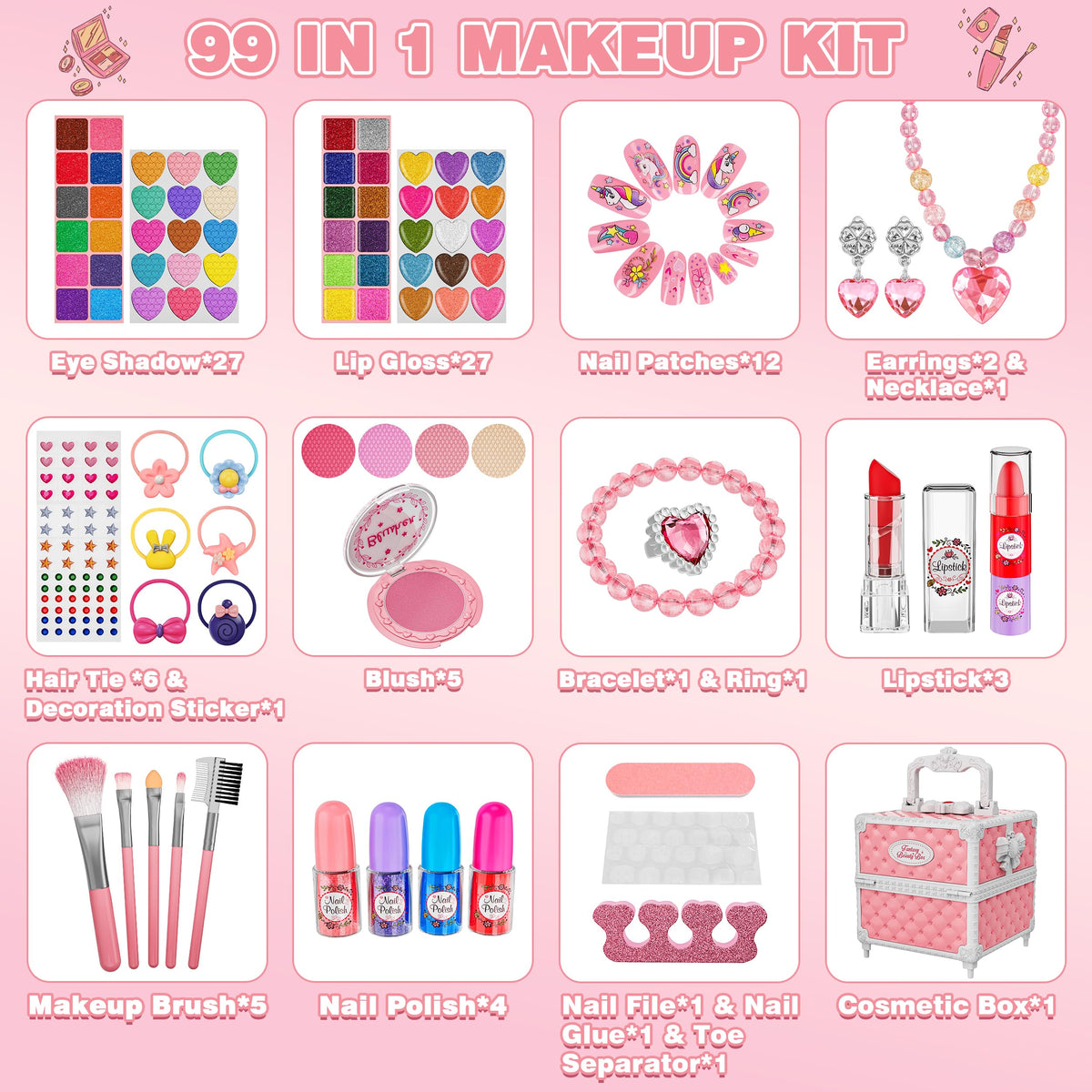 Kuovei eye-shadow palette for colorful pretend makeup practice.
