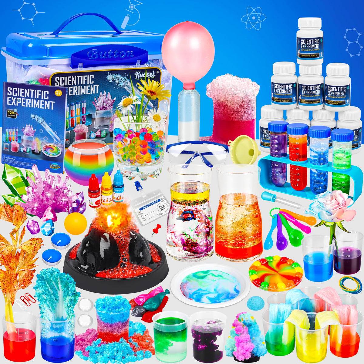 Kuovei Science Kit 120 Experiments volcano eruption engages kids in hands-on learning.