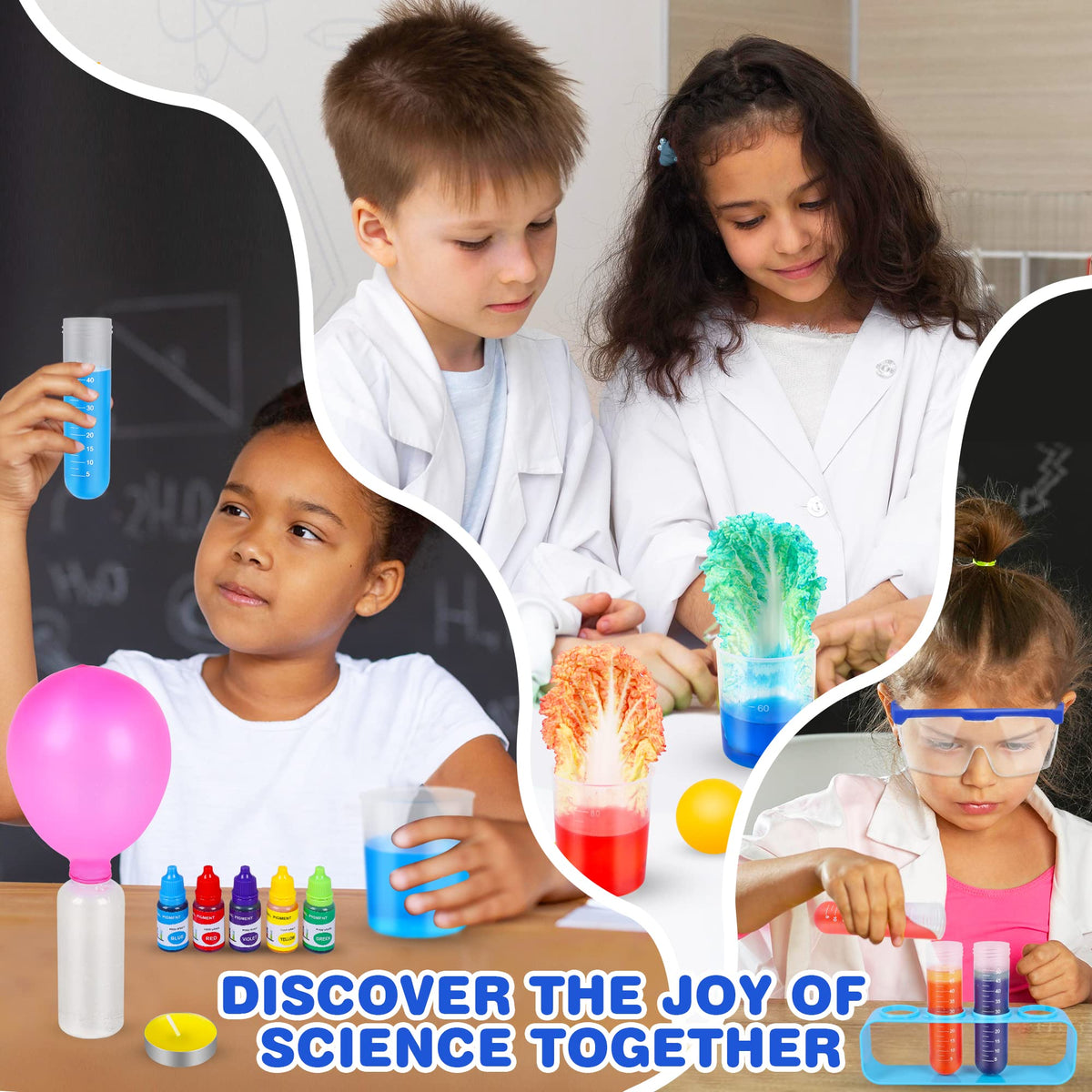 Kuovei Science Kit rainbow fountain experiments create colorful demonstrations.
