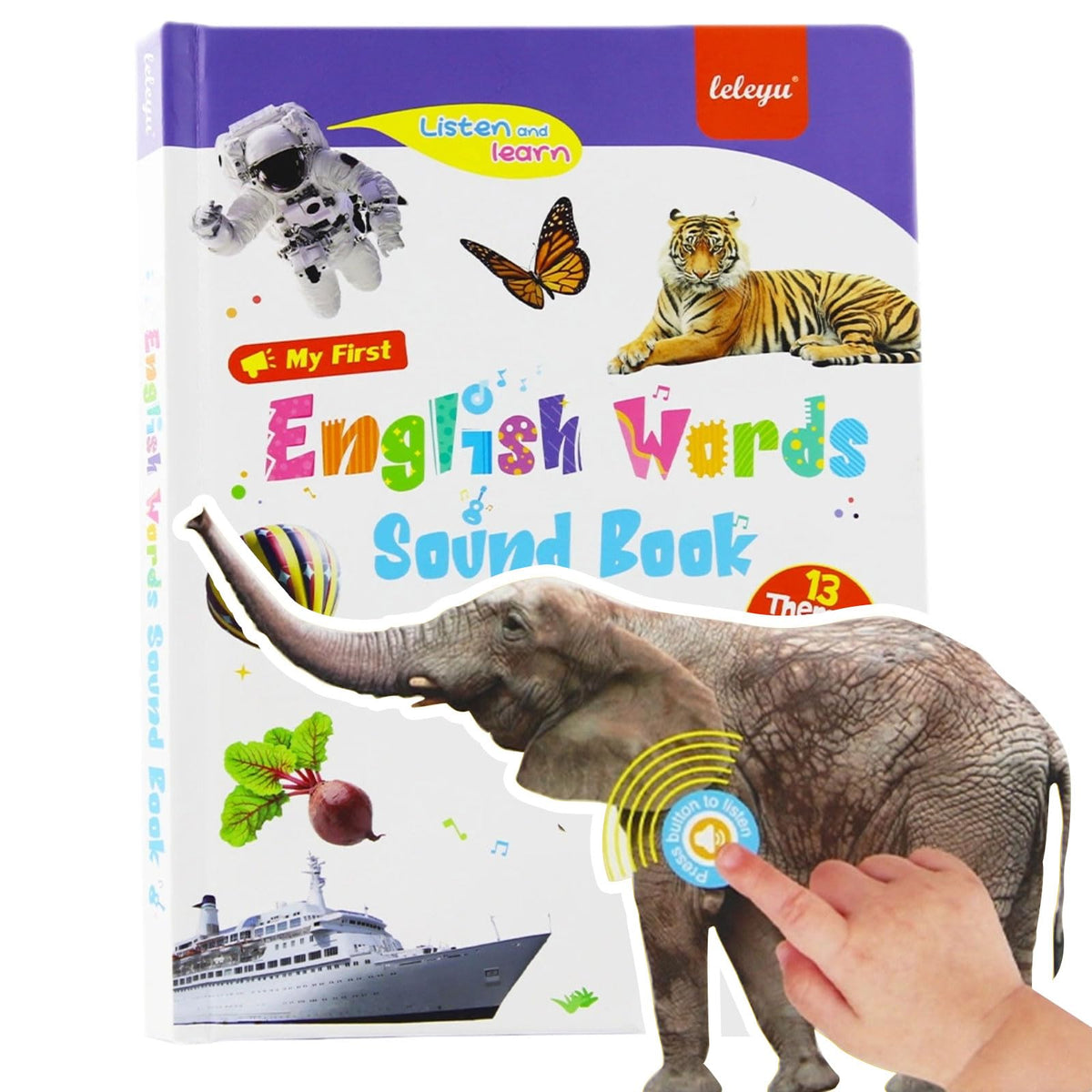 Kuriory English Words Sound Book cover showing durable, travel-friendly design for toddlers.