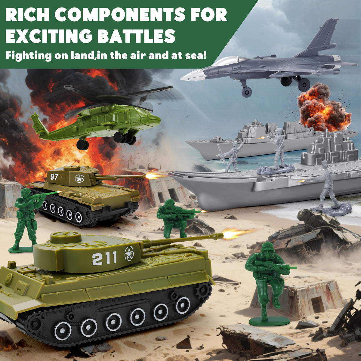 Kusntin Army Men figures for action-packed pretend play.
