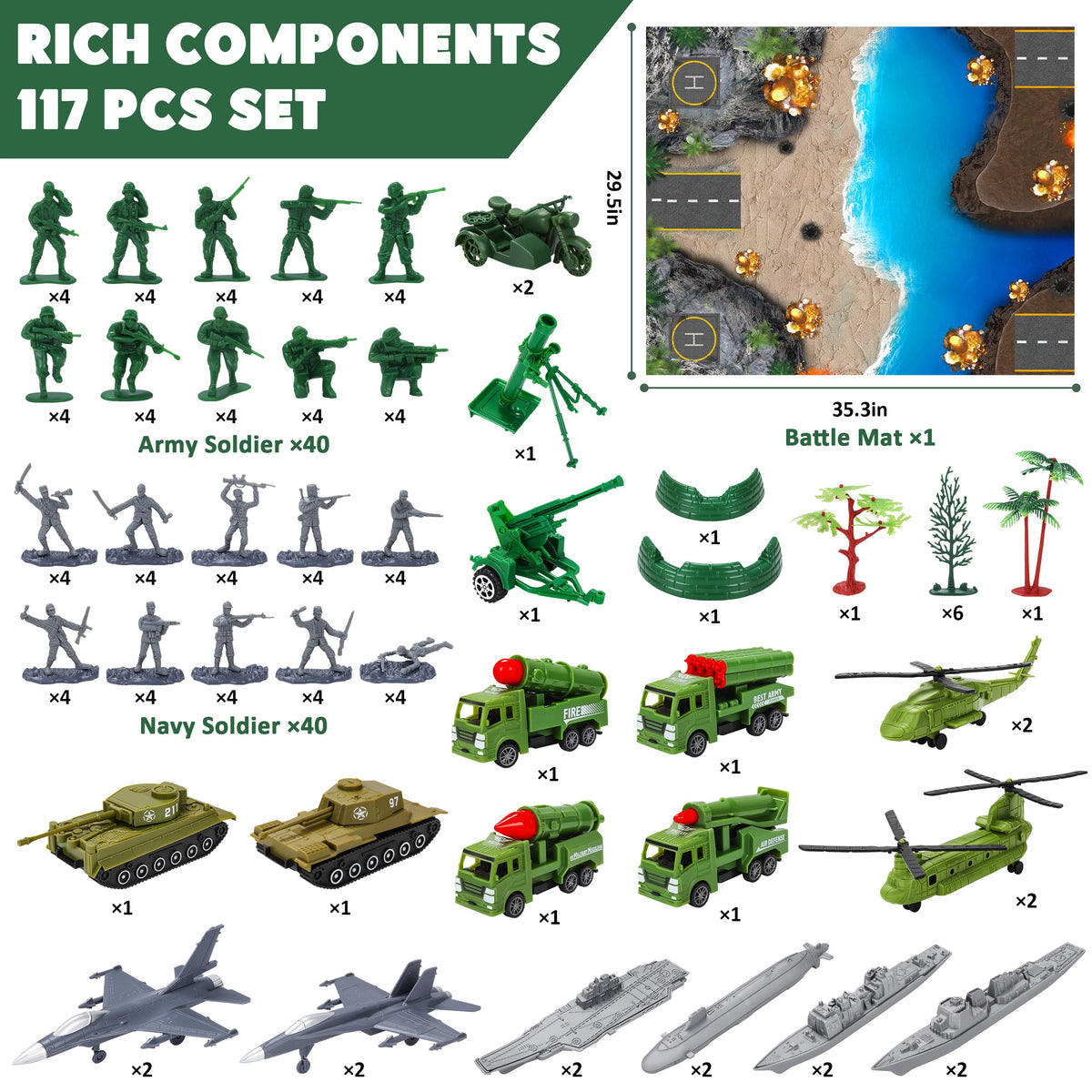 Kusntin Army Men submarines enable underwater roles in campaigns.