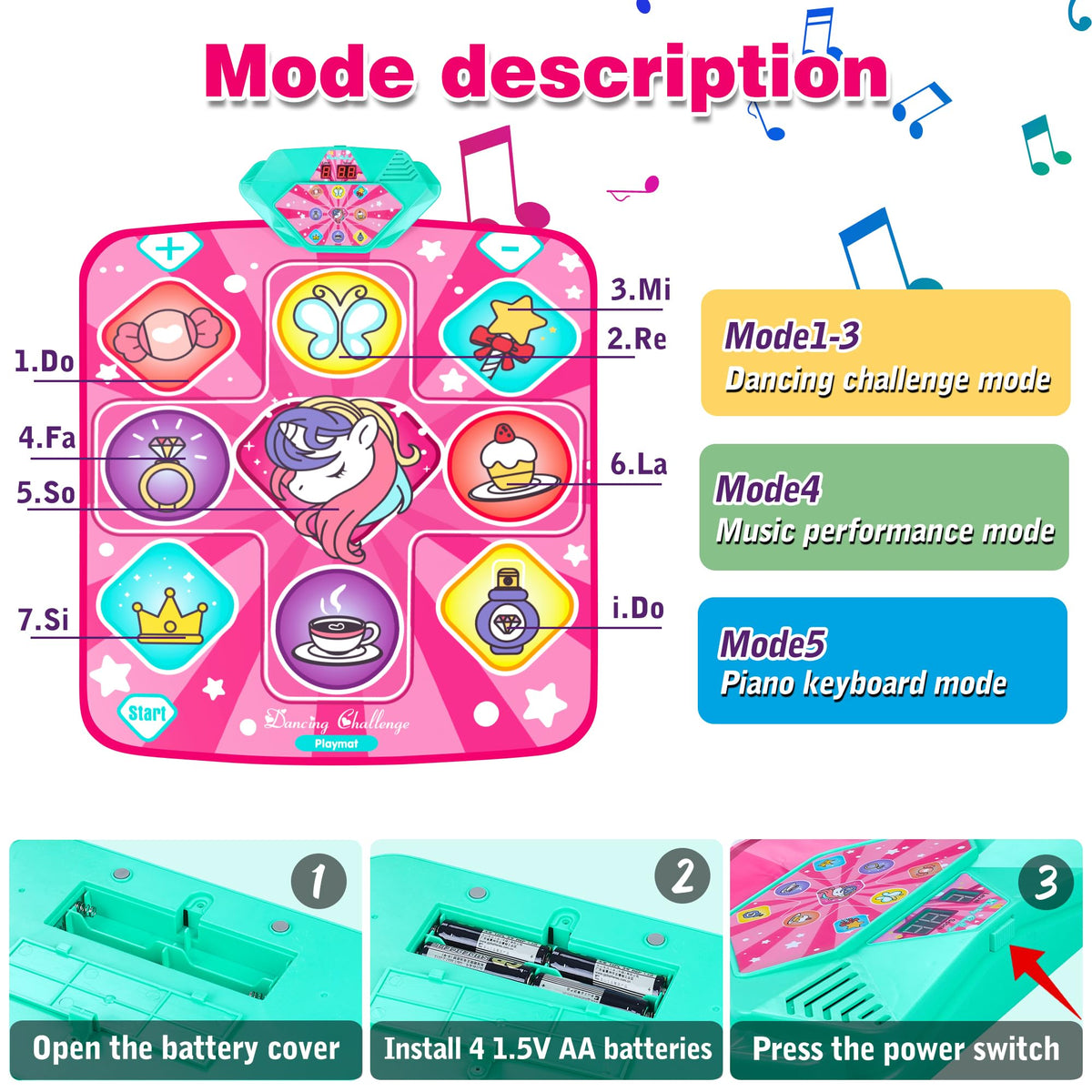 Kusntin Dance Mat displaying five game modes for varied play.