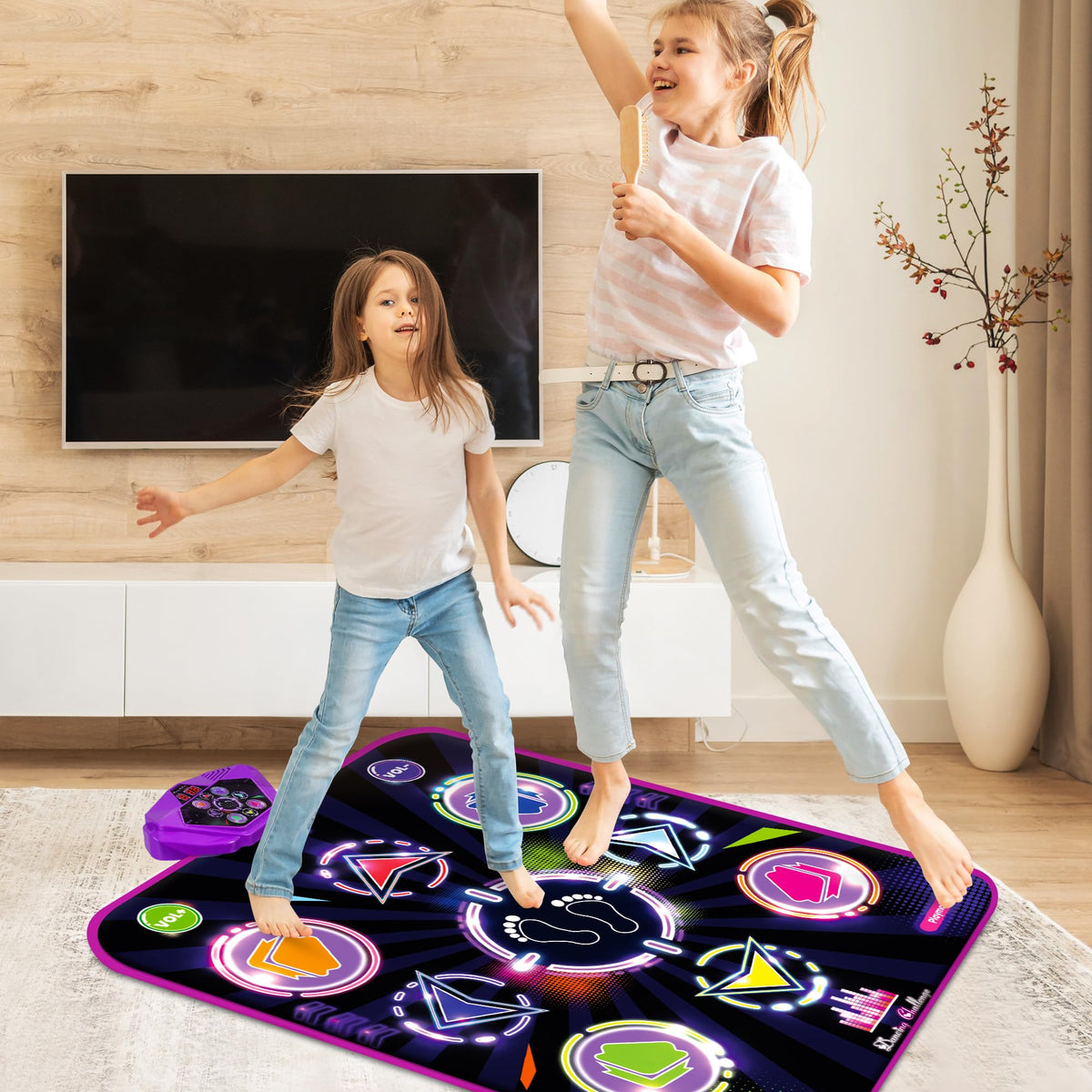 Kusntin Dance Mat with adjustable volume and built-in music for versatile play.