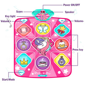 Kusntin Dance Mat with adjustable volume for room‑appropriate sound.