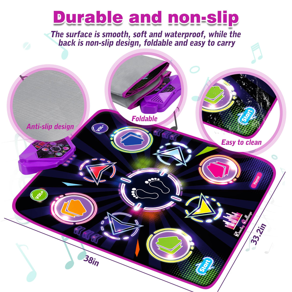 Kusntin Dance Mat in purple-black color for stylish indoor family fun.