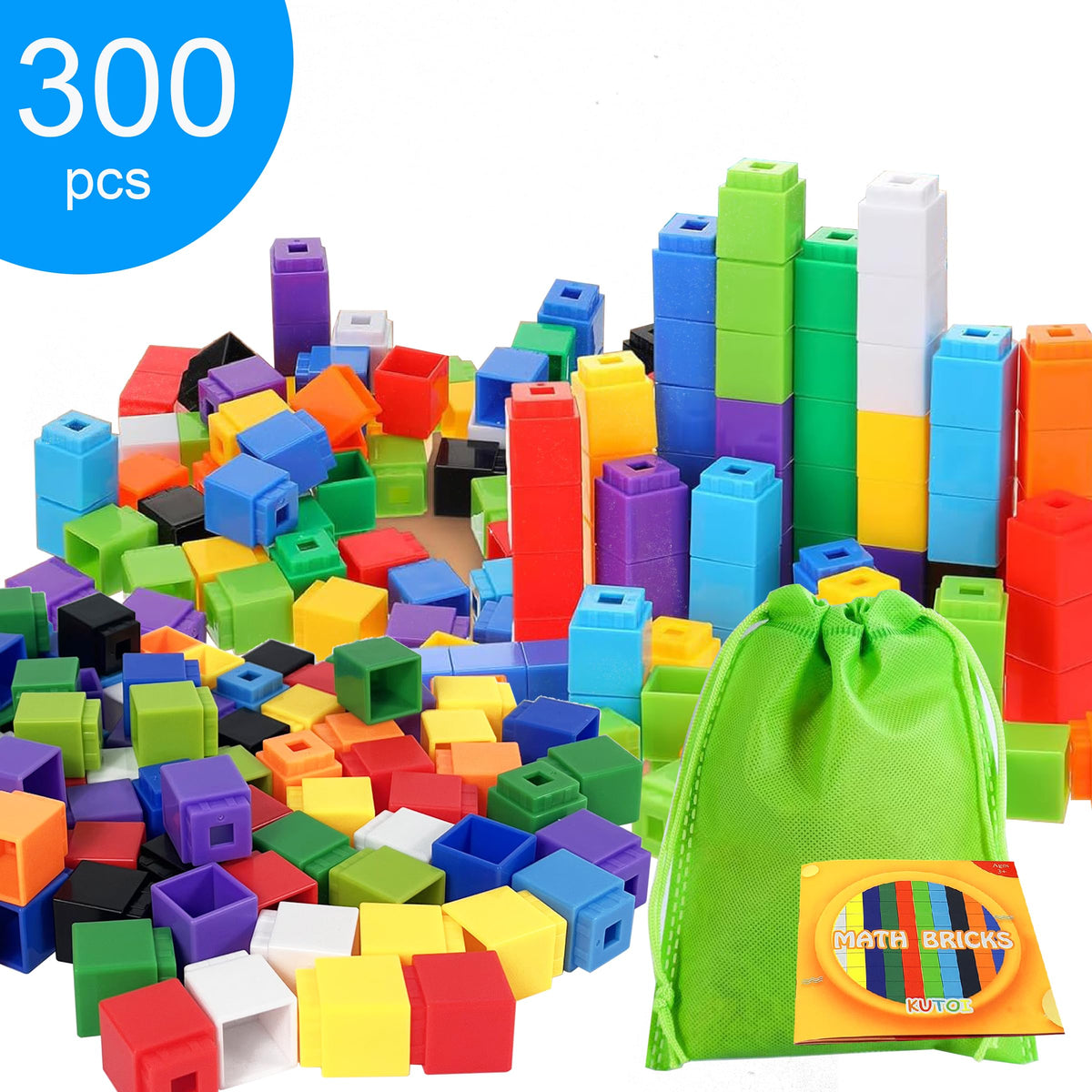 KUTOI Math Counting Cubes vibrant colors stackable blocks for patterning and sorting.