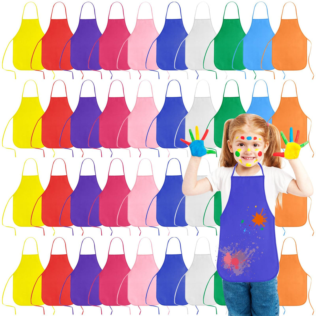 KUUQA 40 kids aprons for art classroom set protecting clothes during crafts