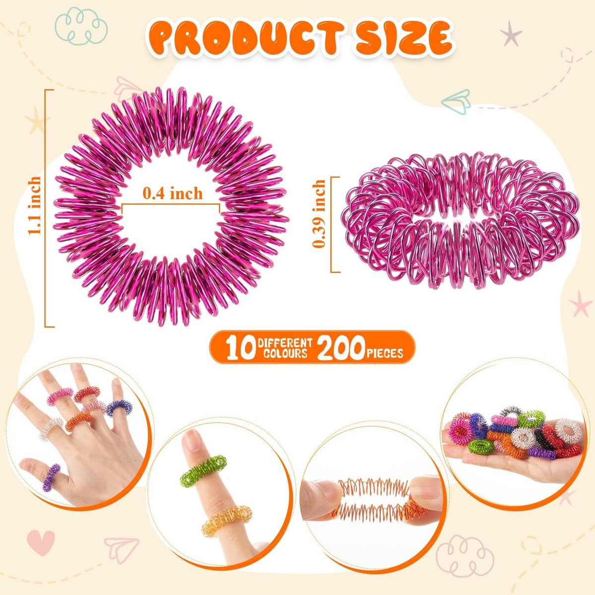 KVCSYAW acupressure ring closeup shows rugged spikes for finger massage.