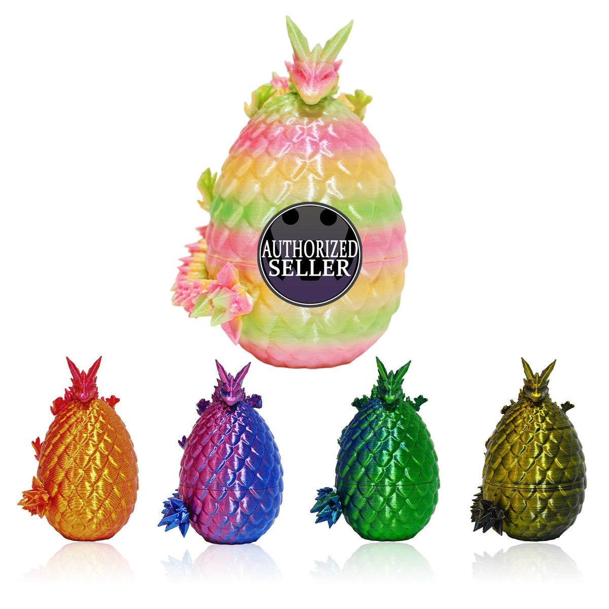 KVERM display-shelf collection—collectible dragon eggs for fans.