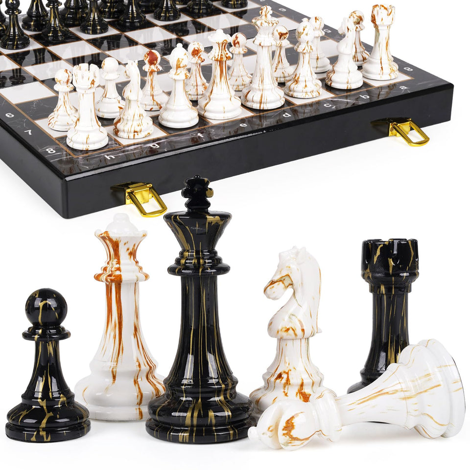 Kvintes 15-inch large chess set with weighted pieces for stable, premium play