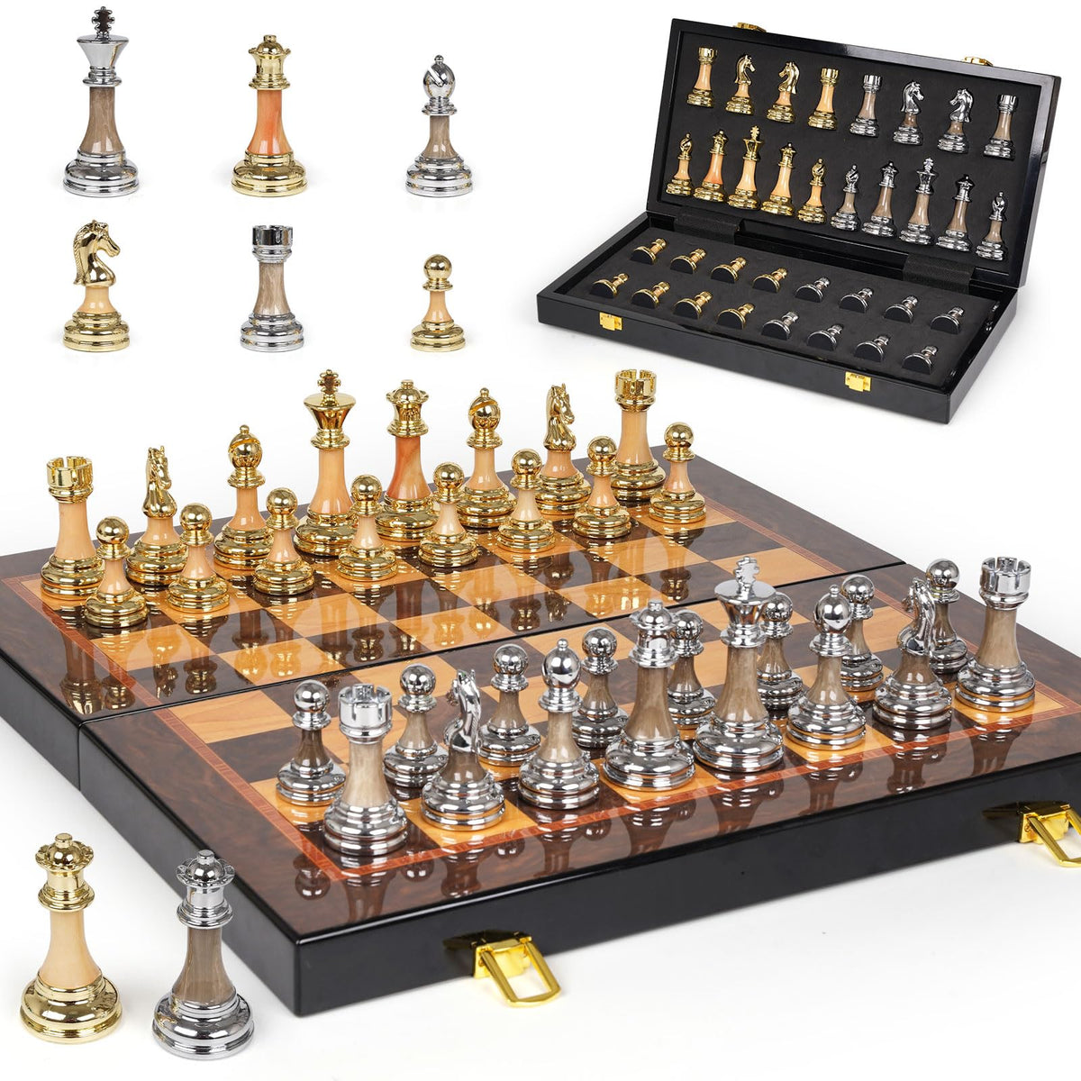 Kvintes luxury chess set suits homes, classrooms, and cafes.
