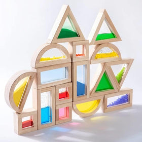 Kvintes imaginative play blocks inspire castles, animals, and city layouts.
