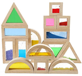 Kvintes large rainbow blocks for toddlers encourage creative construction and sensory play.