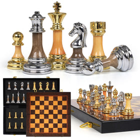 Kvintes luxury chess set with 17-inch folding board for premium home play.