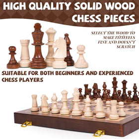 Kvintes solid wood chess pieces hand-carved with balanced weight for precise moves