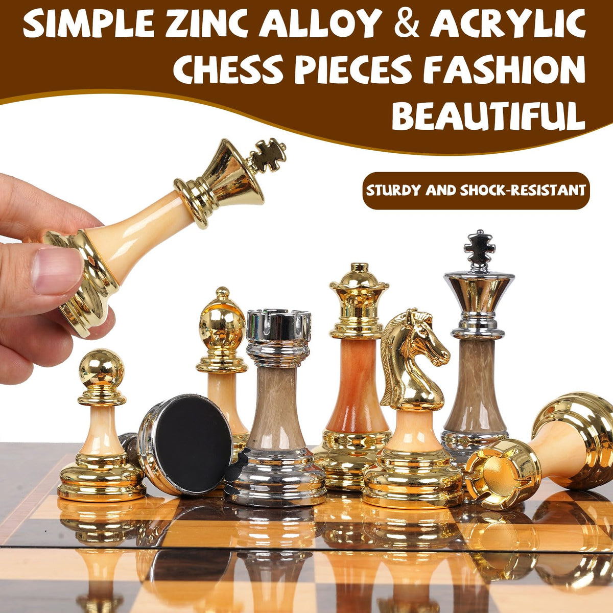 Kvintes weighted metal and acrylic pieces deliver balanced, stable play.
