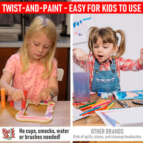 Kwik Stix work on paper, cardboard, canvas, and wood.