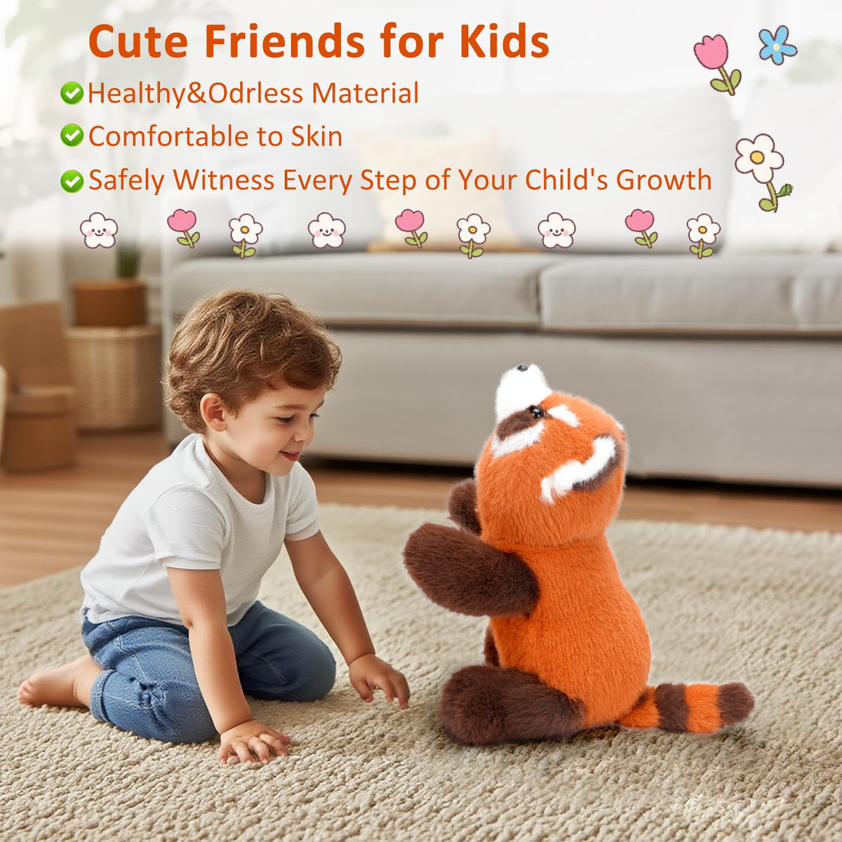 KWQBWQF red panda plush simulated pose ideal for desk or shelf decor.