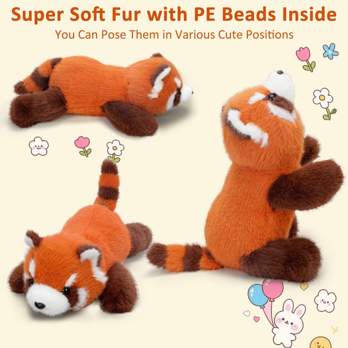 KWQBWQF red panda plush soft fabric texture for snuggly tactile comfort.