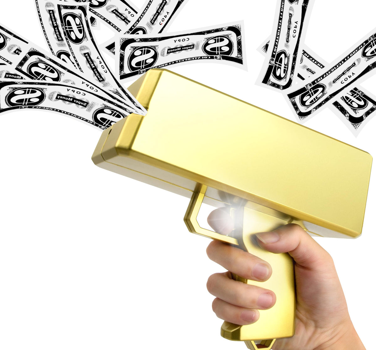 KWYZ Golden Money Shooter on display with a premium gold finish for showpieces