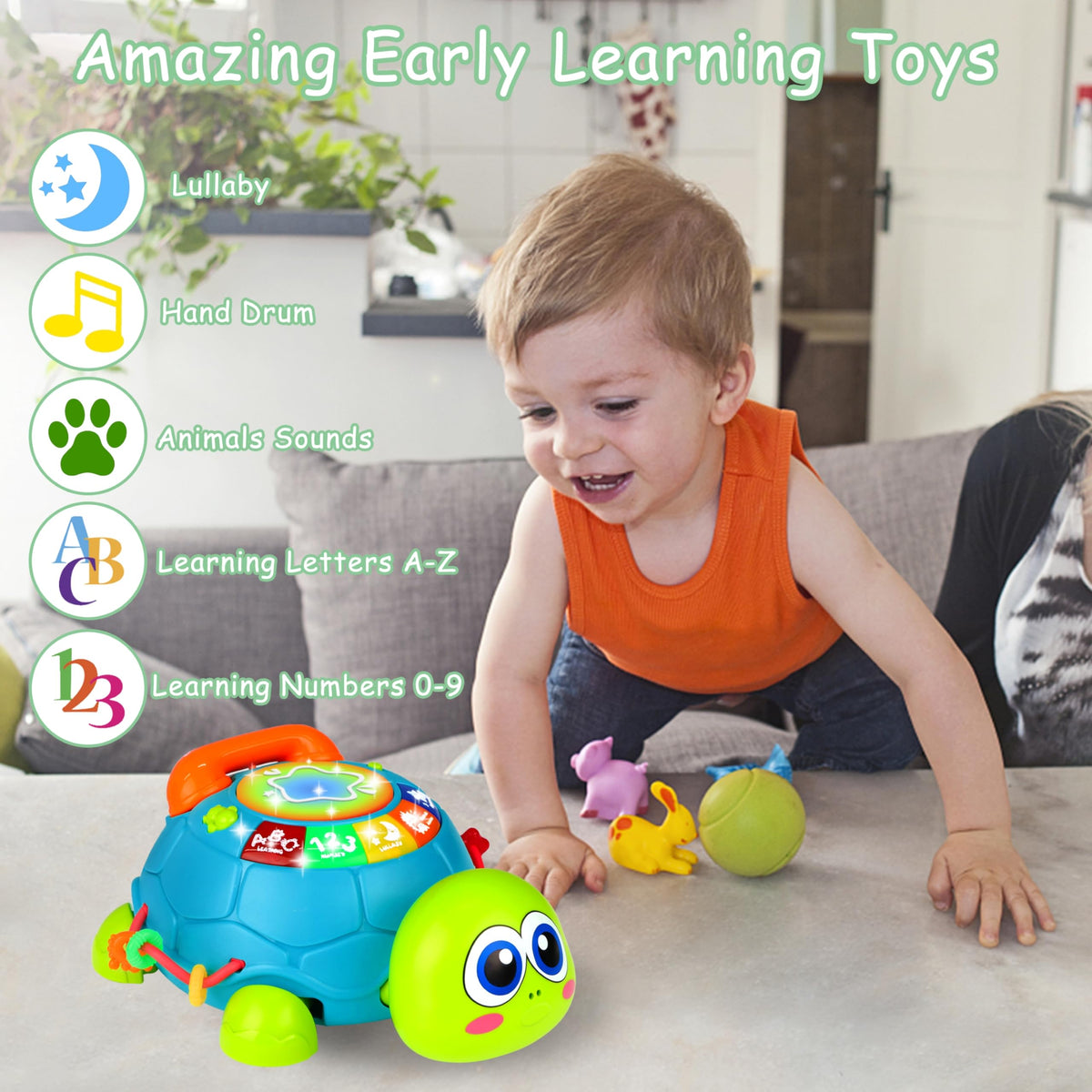 KWYZ turtle ABC and 123 learning engages recognition through interactive play