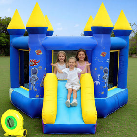 kxbyToy inflatable bounce house wide front view showing spacious play area for kids
