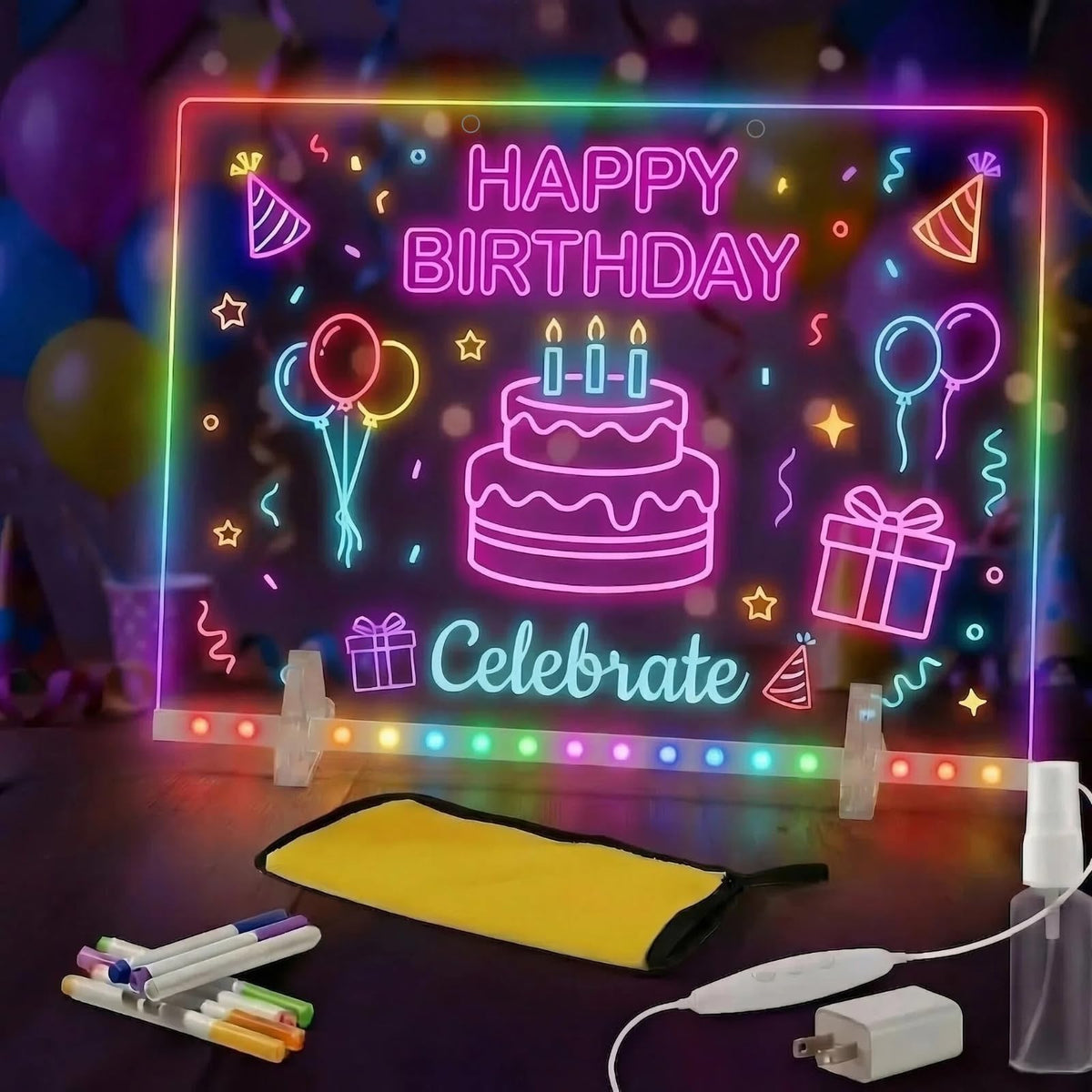 Kyclums 17-inch LED drawing board front view for colorful doodles and shared creativity.