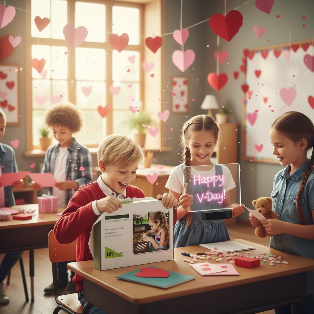 Kyclums Valentines gift presentation suggests surprise art sessions for kids.