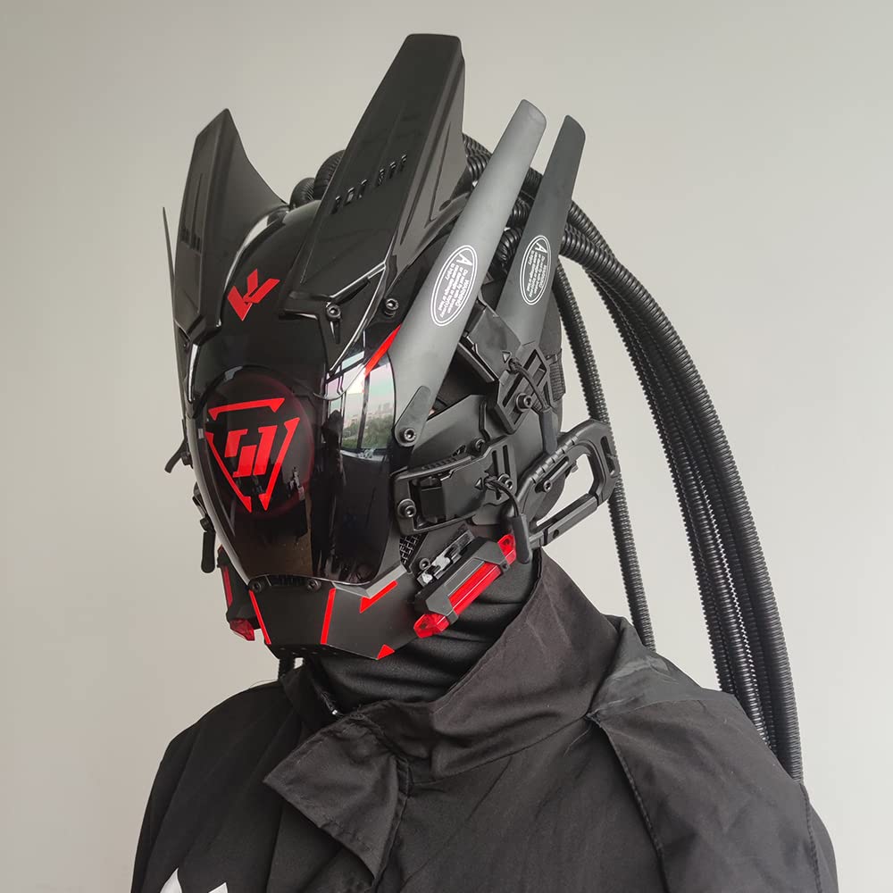 KYEDAY punk mask adjustable strap, fits most head sizes for secure cosplay comfort.