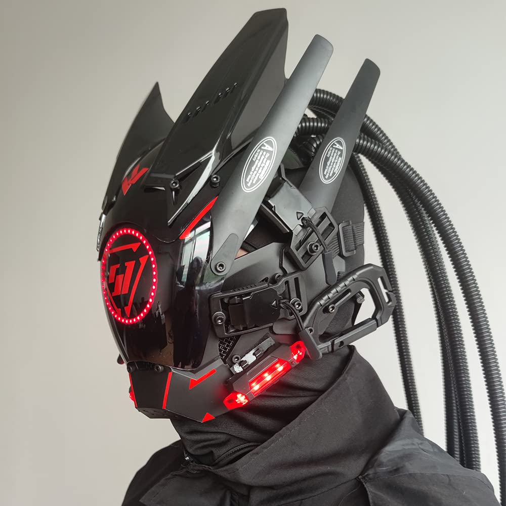 KYEDAY punk mask includes USB cables and head cover for easy customization.