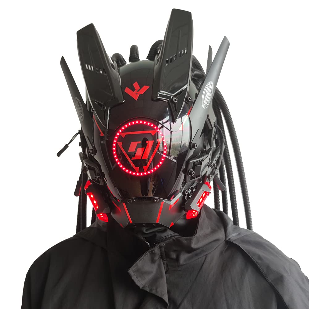 KYEDAY punk mask side view with braids, adjustable straps for comfortable wear.