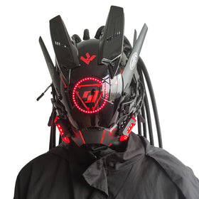 KYEDAY punk mask side view with braids, adjustable straps for comfortable wear.