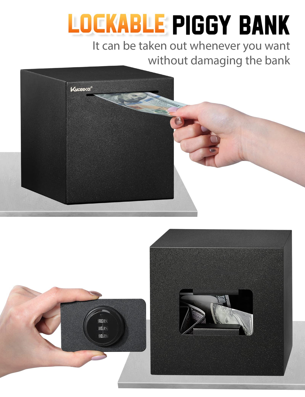 Kypeeka piggy bank with mini screwdriver for easy reuse and maintenance