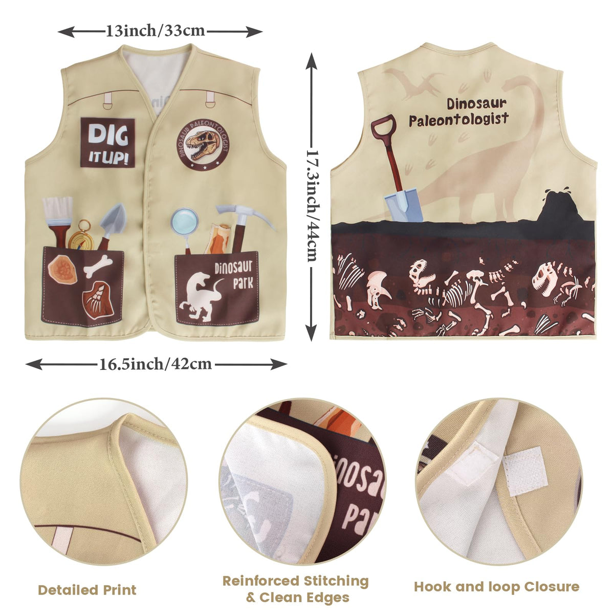 Kyson explorer vest provides a comfortable adjustable fit for imaginative fossil hunts