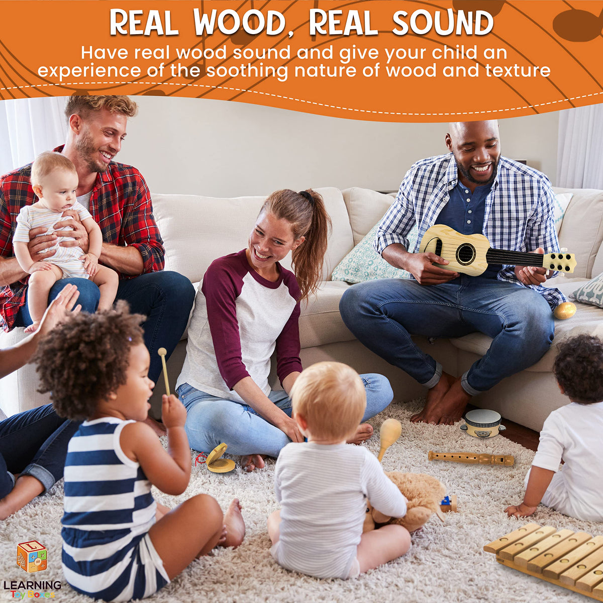L Learning Toy Boxes mini guitar close-up invites imaginative music sessions