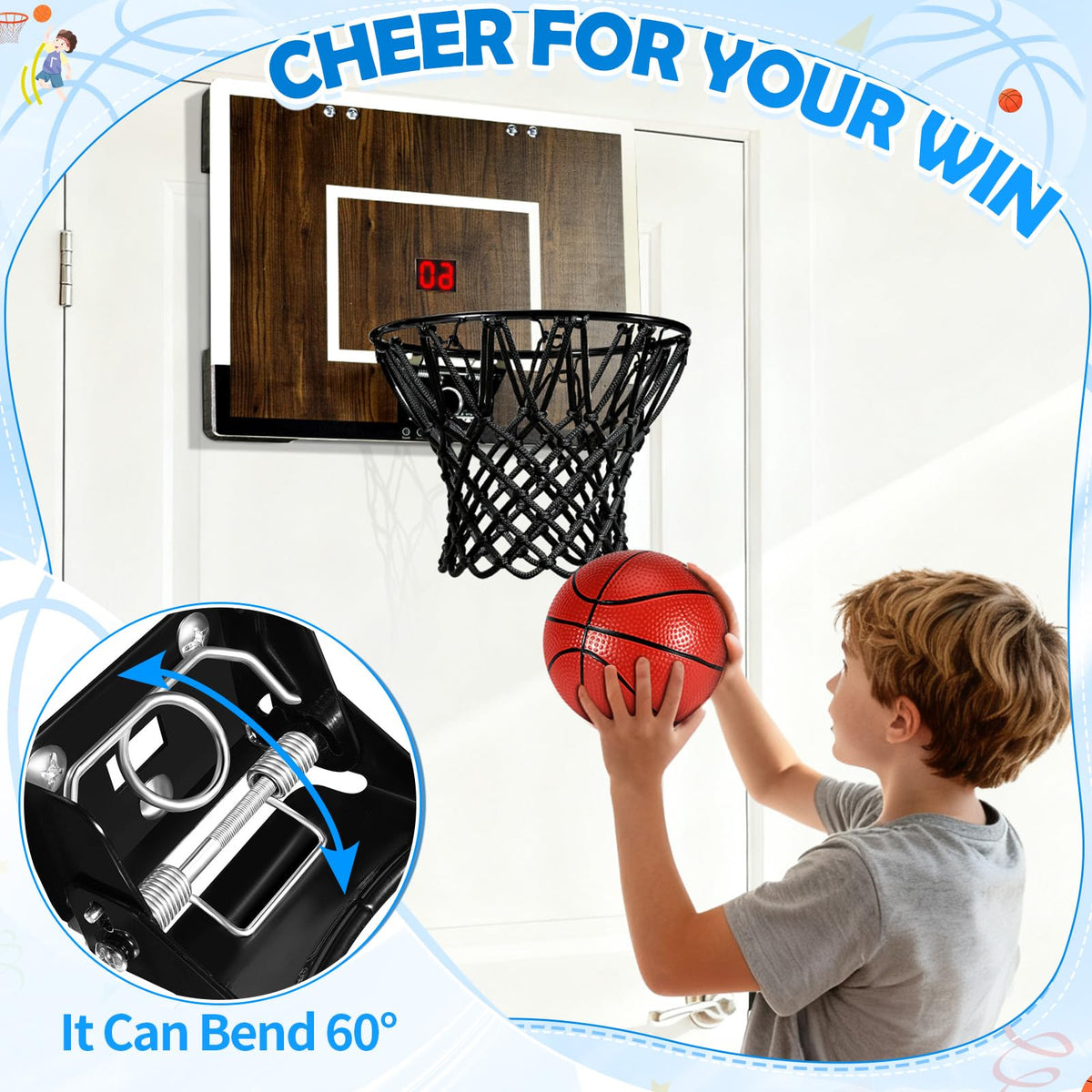 Laapee wall-mounted hoop with digital scoring display in use.