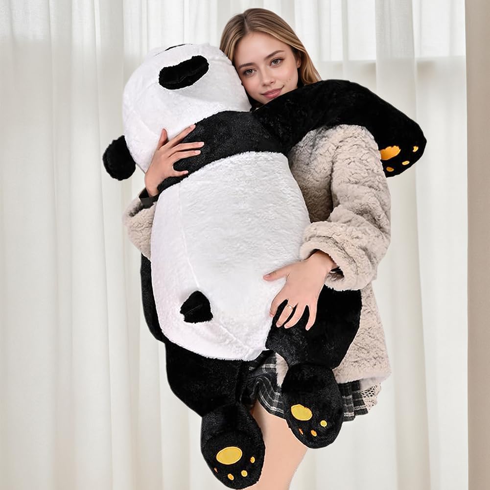 Labauxite panda bear pillow, cuddly 23.6-inch plush ideal for naps.