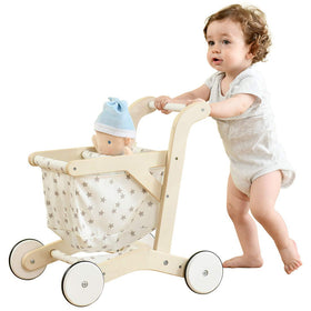 labebe baby push walker doll stroller with smooth rolling wheels for first steps