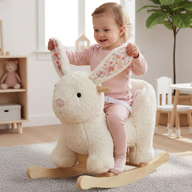 Labebe baby rocking horse with floral ear design promotes imaginative play