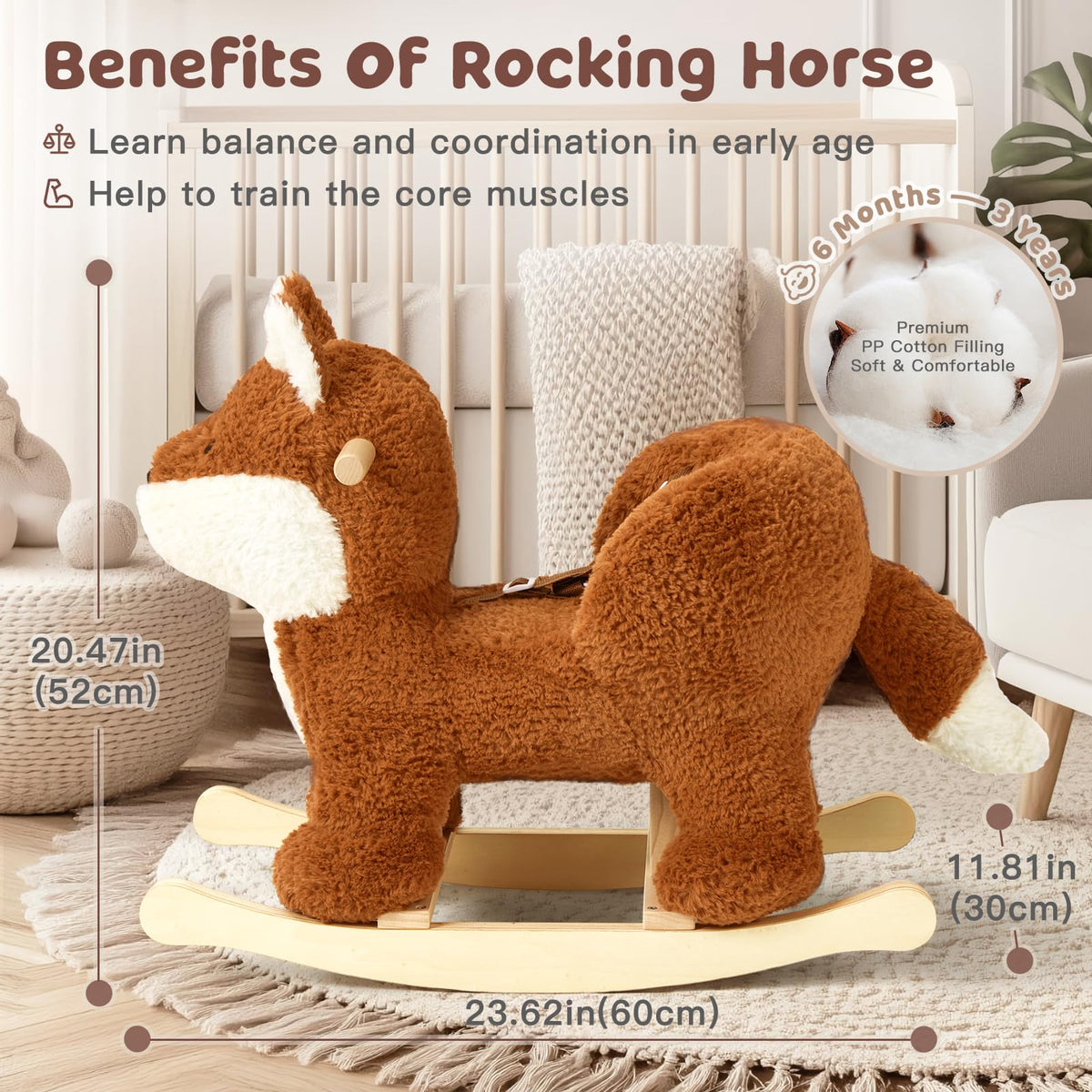Labebe fox rocker backrest design keeps child snug while rocking