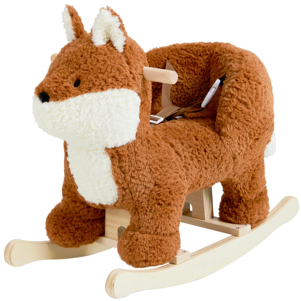 Labebe fox rocking horse with seat belt ensuring a secure ride for babies