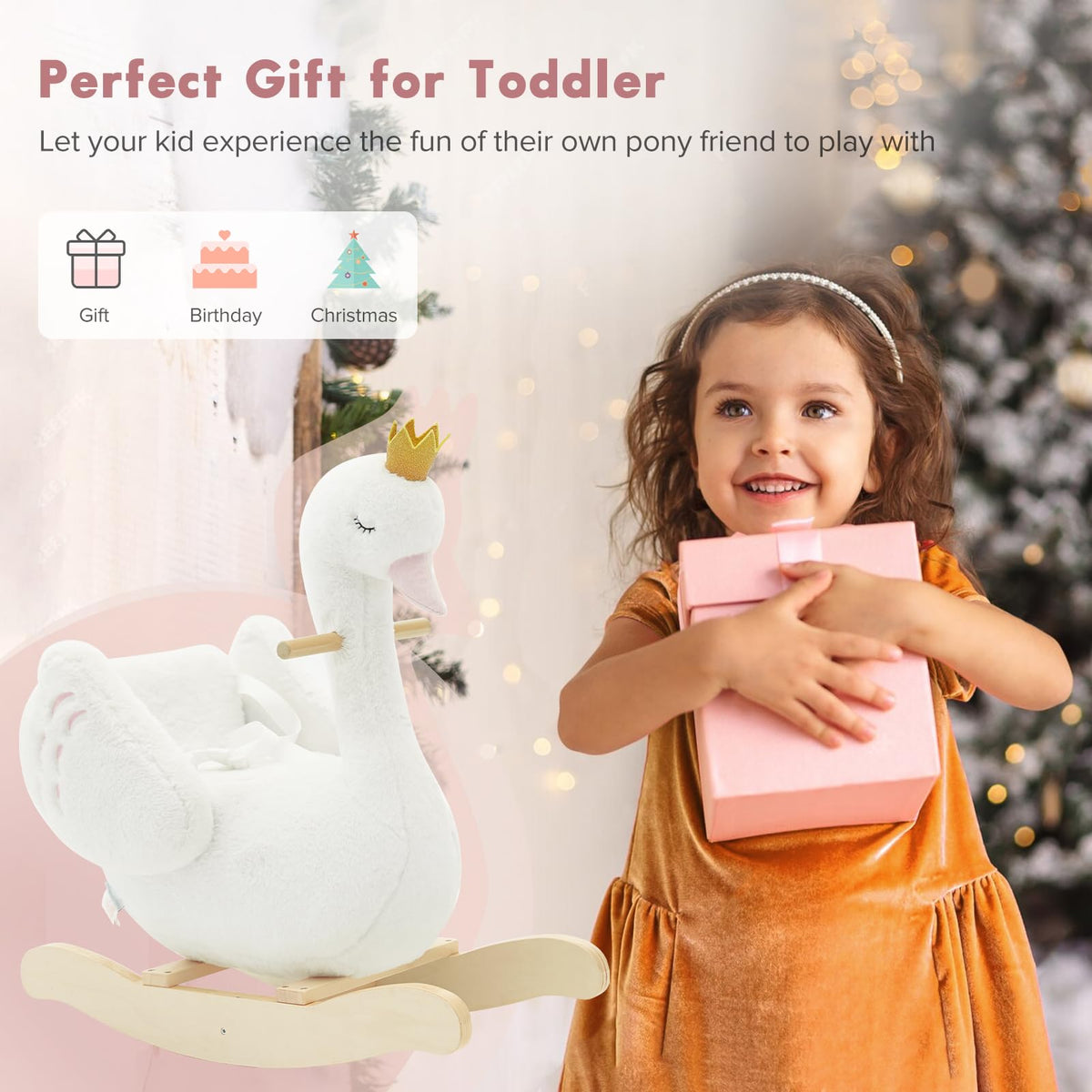 Labebe Kids Rocking Horse White Swan packaging hints at gift-ready presentation