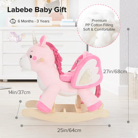 Labebe playroom decor featuring the pink unicorn rocker as a charming focal point.