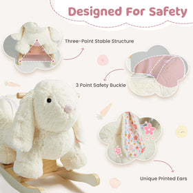 Labebe rocking horse plush body provides gentle seating for babies