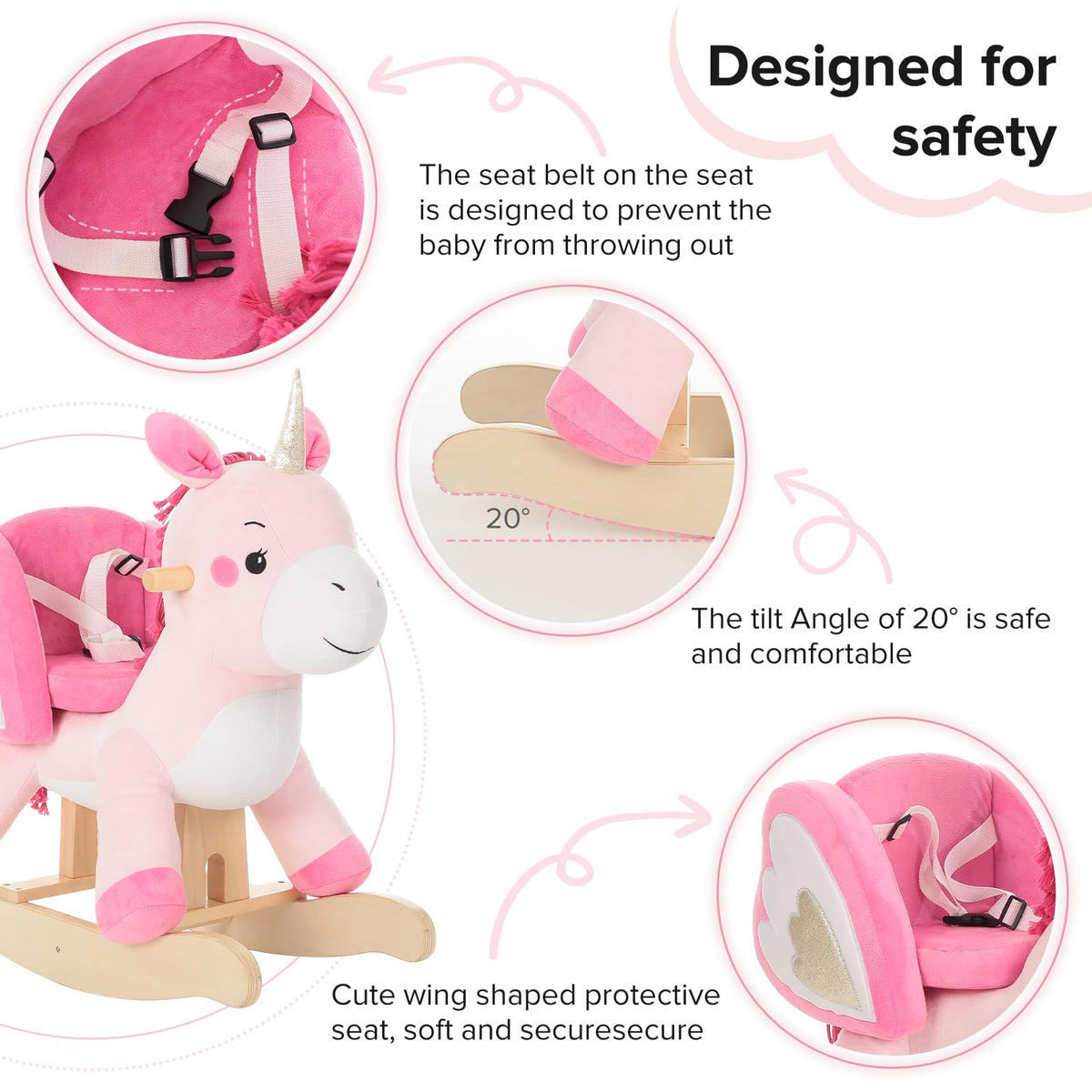 Labebe plush pink unicorn fabric is soft and durable for hours of play.