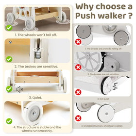 Labebe wooden baby walker activity center demonstrates learning through play.