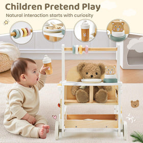 Labebe wooden baby walker doll stroller shows role play fun with dolls.