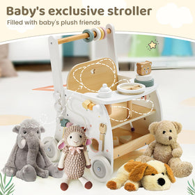 Labebe wooden baby walker safety edges reassure parents with rounded corners.