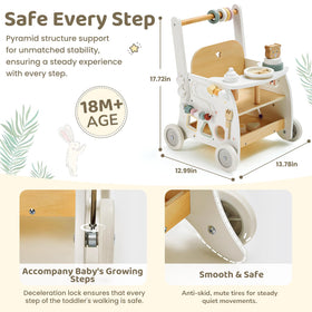 Labebe wooden baby walker standing balance demonstration.